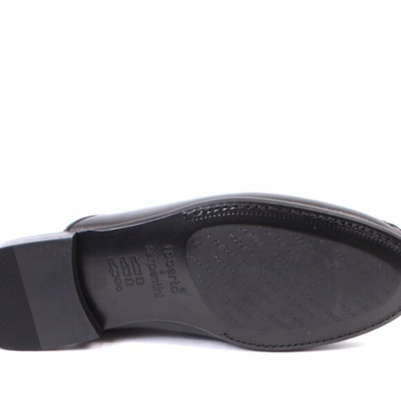 Roberto Serpentini 17247 Black Leather Slides Comfort Mules Sandals